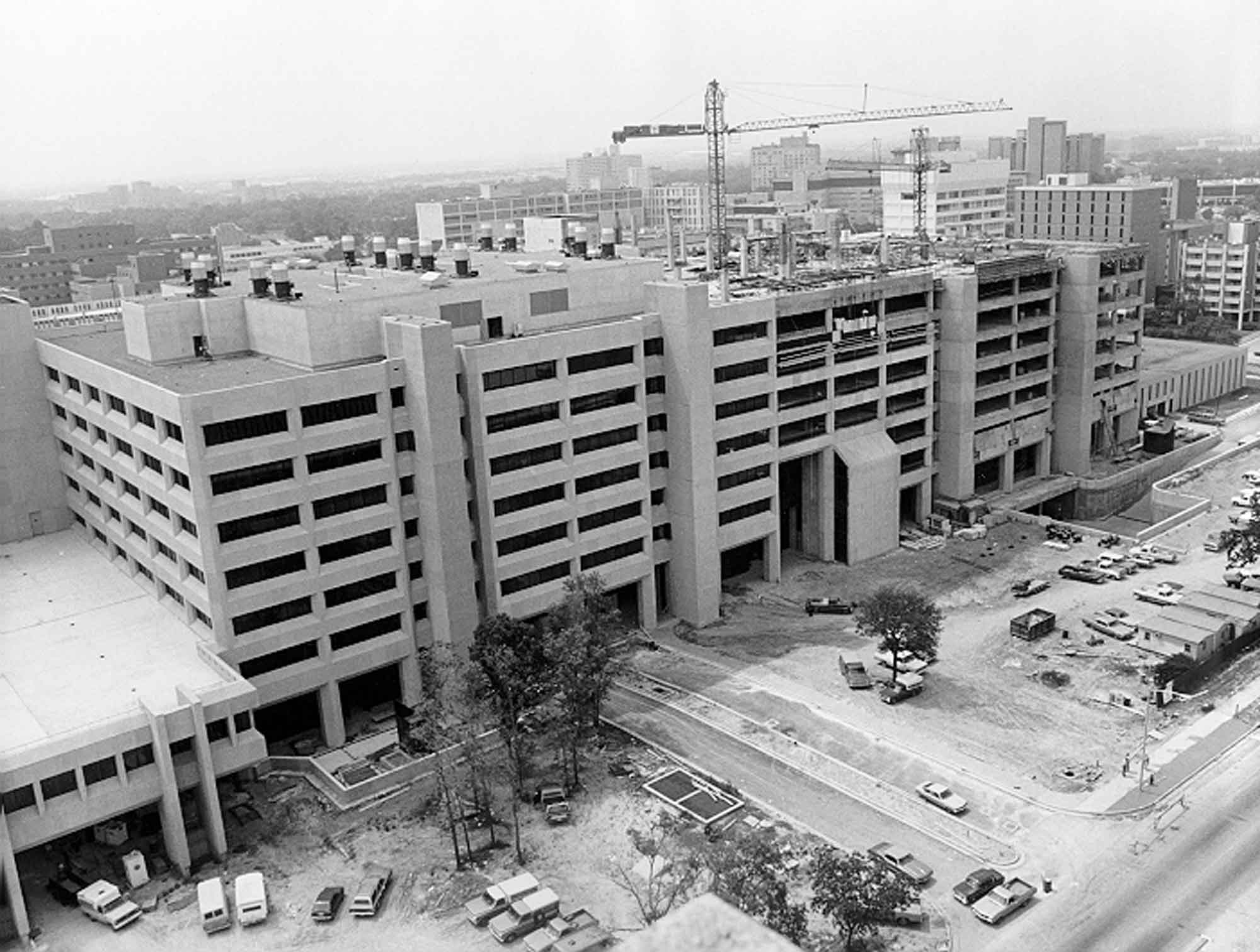 Aerial view of medical school construction