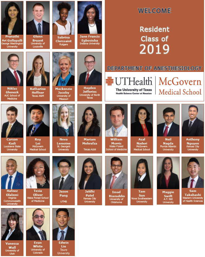 Welcome Resident Class of 2019 | McGovern Medical School