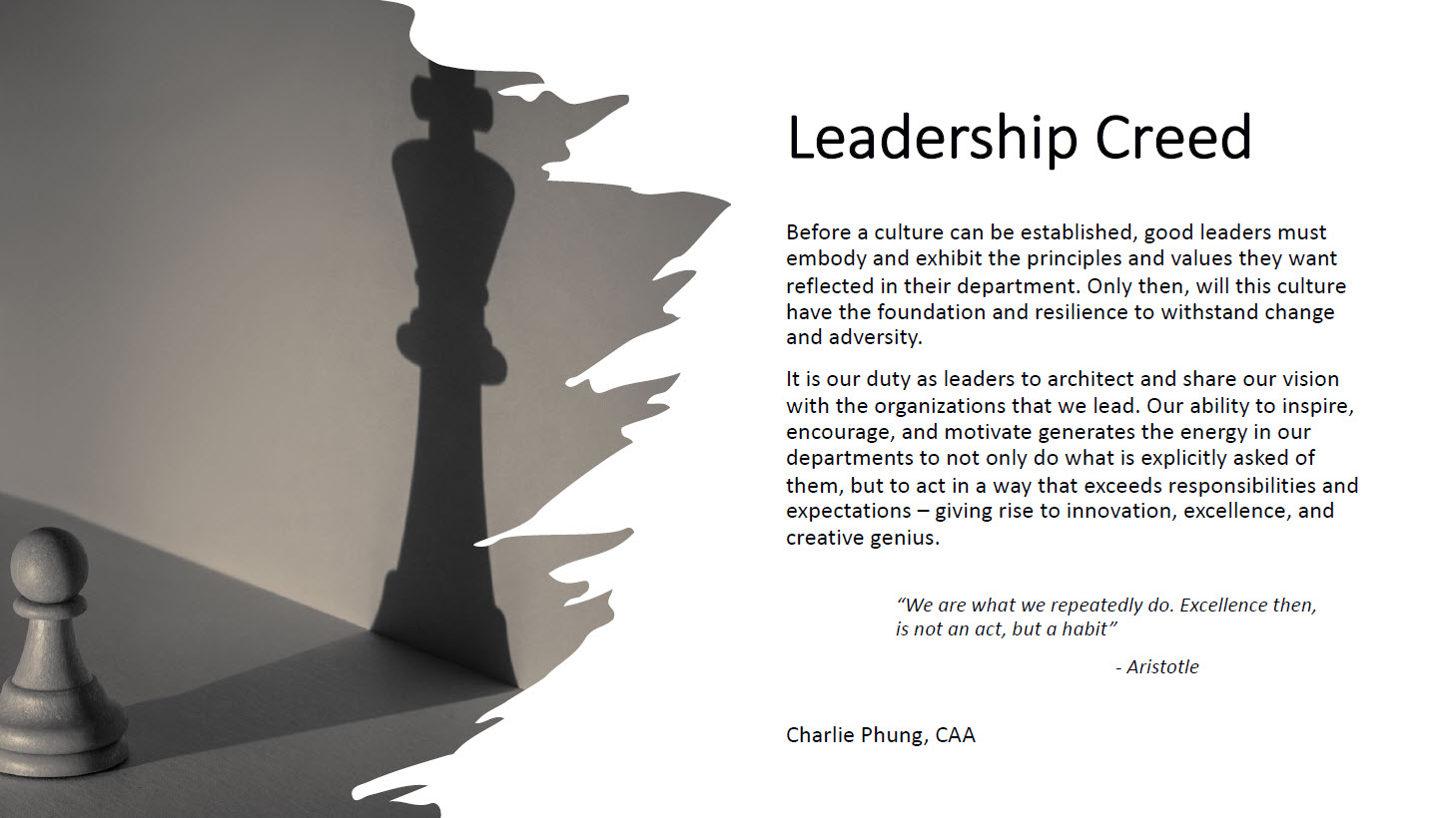 Charlie Phung Leadership Creed