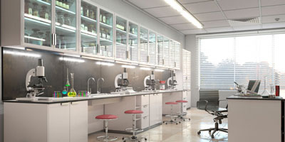 Stock image showing a staged medical research laboratory