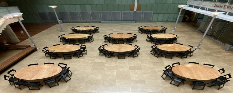 Picture of IMM Atrium with normal tables setup