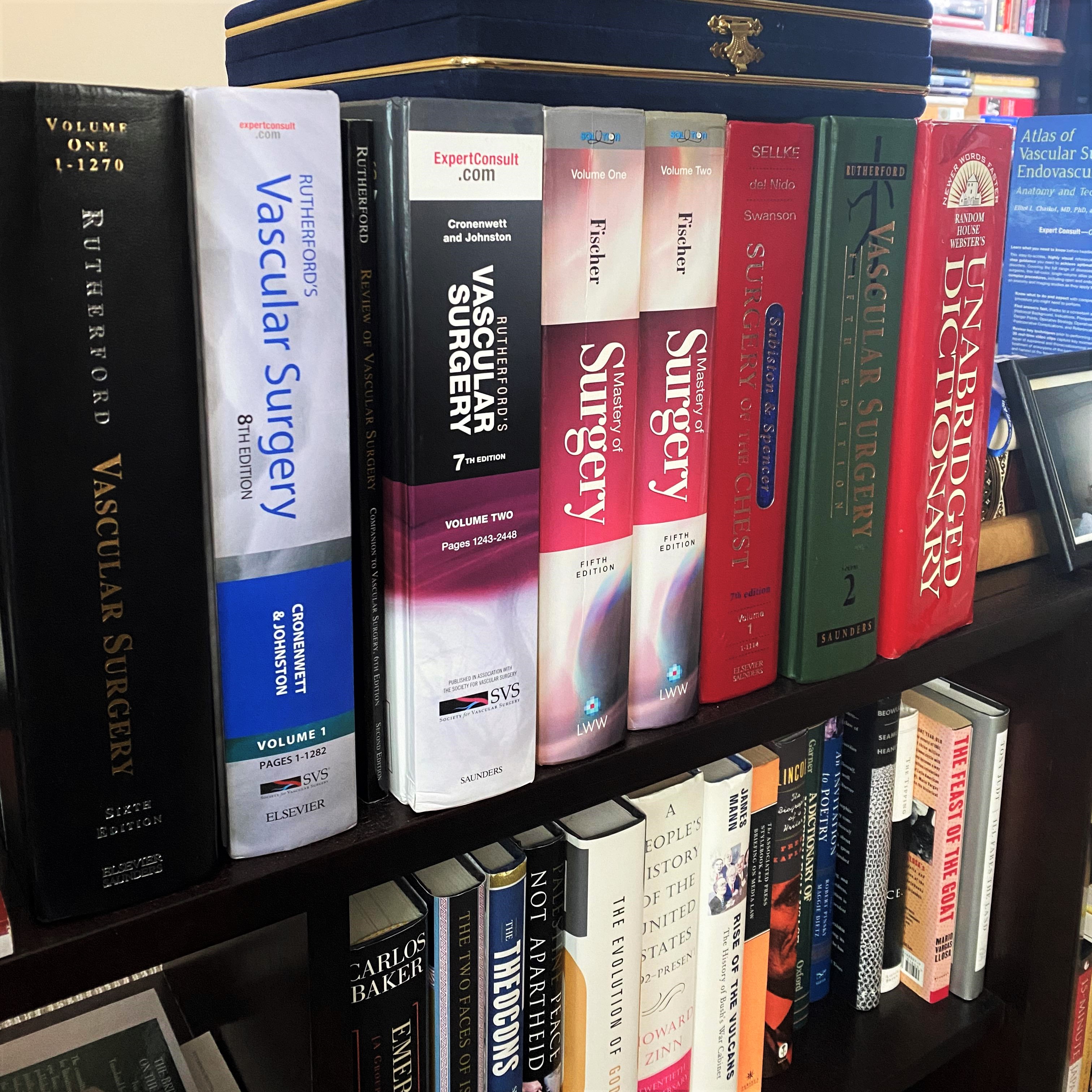 vascular surgery books on bookshelf