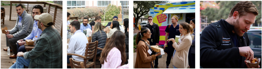 Four photos of participants at an open air event.