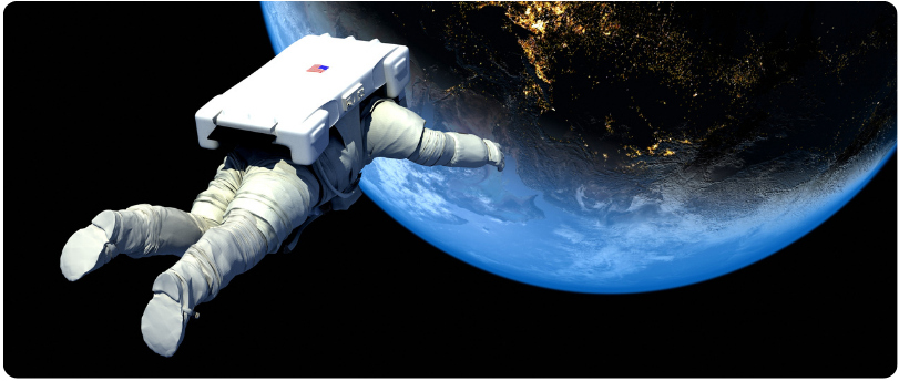 spaceman orbiting earth