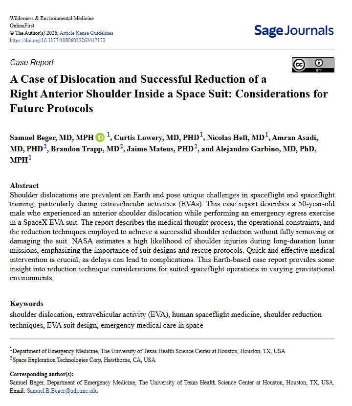A Case of Dislocation and Successful Reduction of a Right Anterior Shoulder Inside a Space Suit: Considerations for Future Protocols