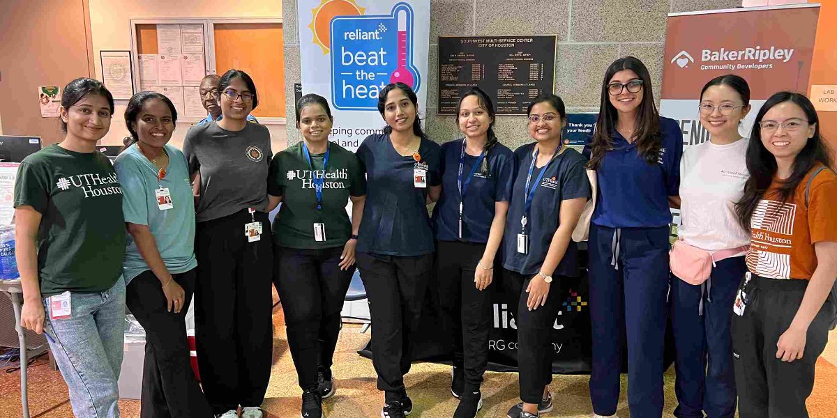 group photo of student volunteers at health fair