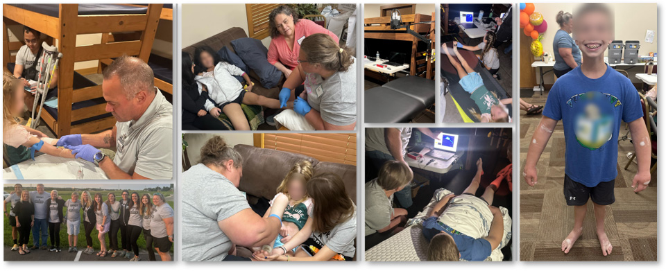 Collage of images showing healthcare providers at Camp Watchme Summer Camp for Children.