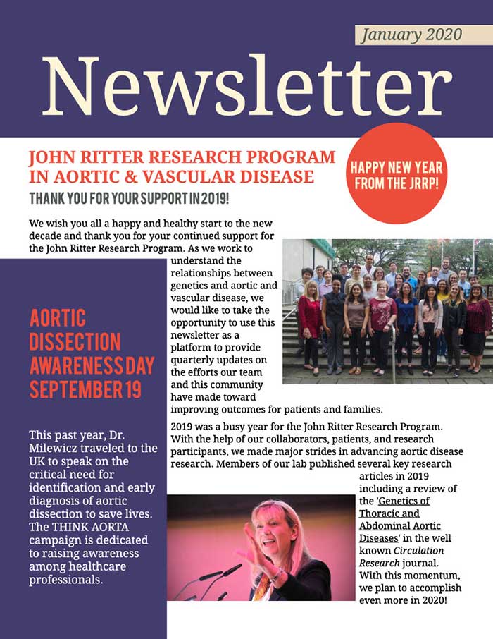 John Ritter Research Program Newsletter, January 2020 - Page One
