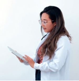 female practitioner with tablet