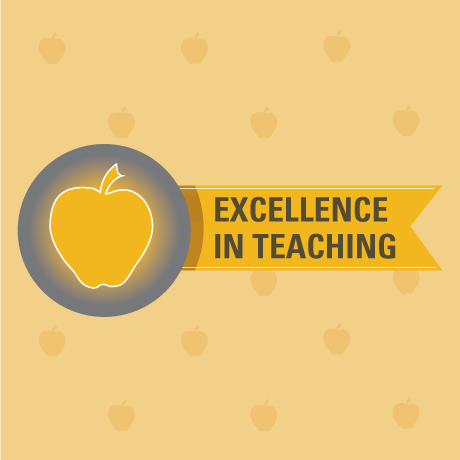 Excellence in Teaching logo, apple and text shown