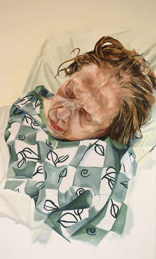 Painting of a women in a hospital gown