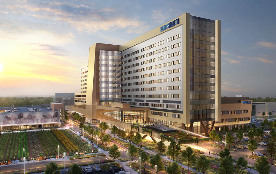 Architect’s rendering of Harris Health’s new Northeast Houston Hospital on the Lyndon B. Johnson campus.