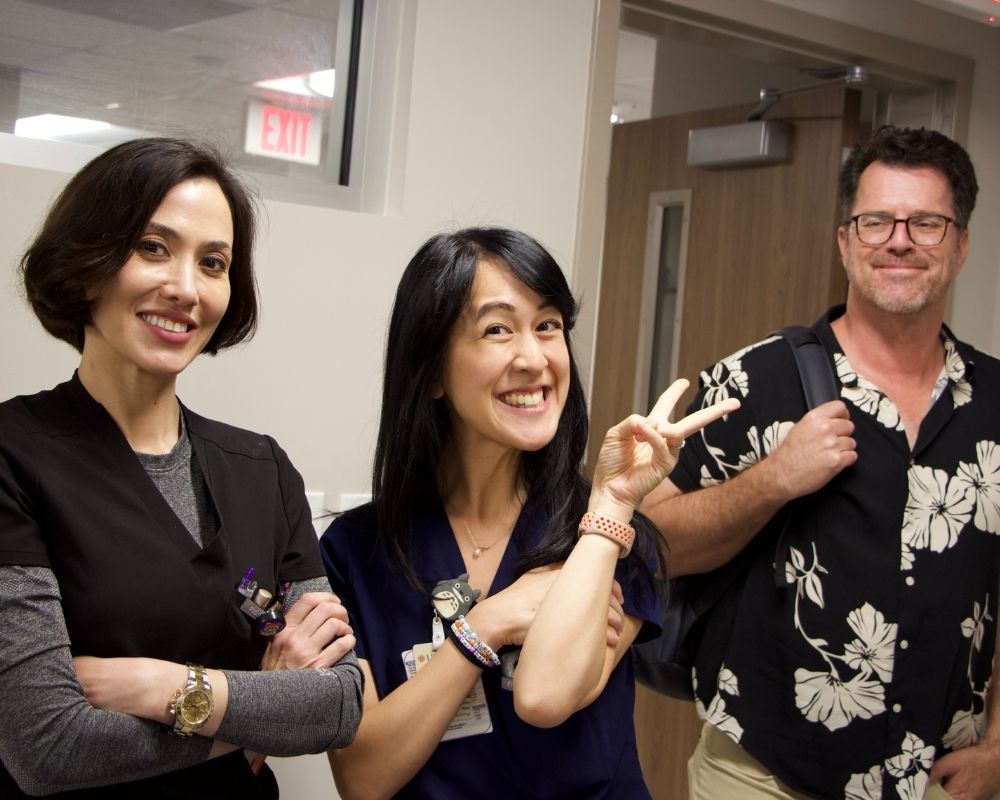 Program leadership represented by Assistant Program Directors Chaveli Licata, CAA and Nina Wen, CAA, and, Didactic Director, Shane Cunha, PhD poses for the photo.