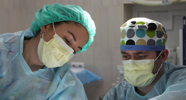 Surgeons in scrubs
