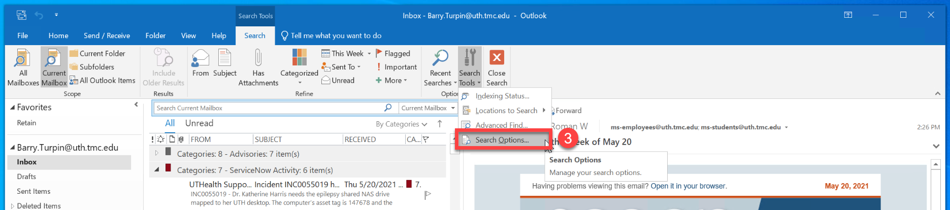 ...choice in the Search Tools button that appears in the Search menu ribbon...