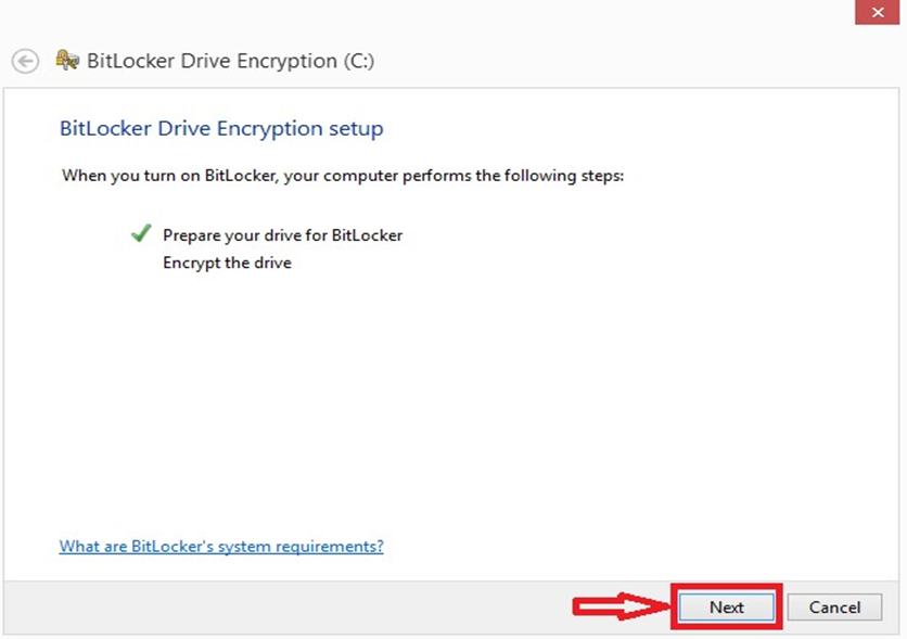 Image showing BitLocker Pop up message Preparing your drive