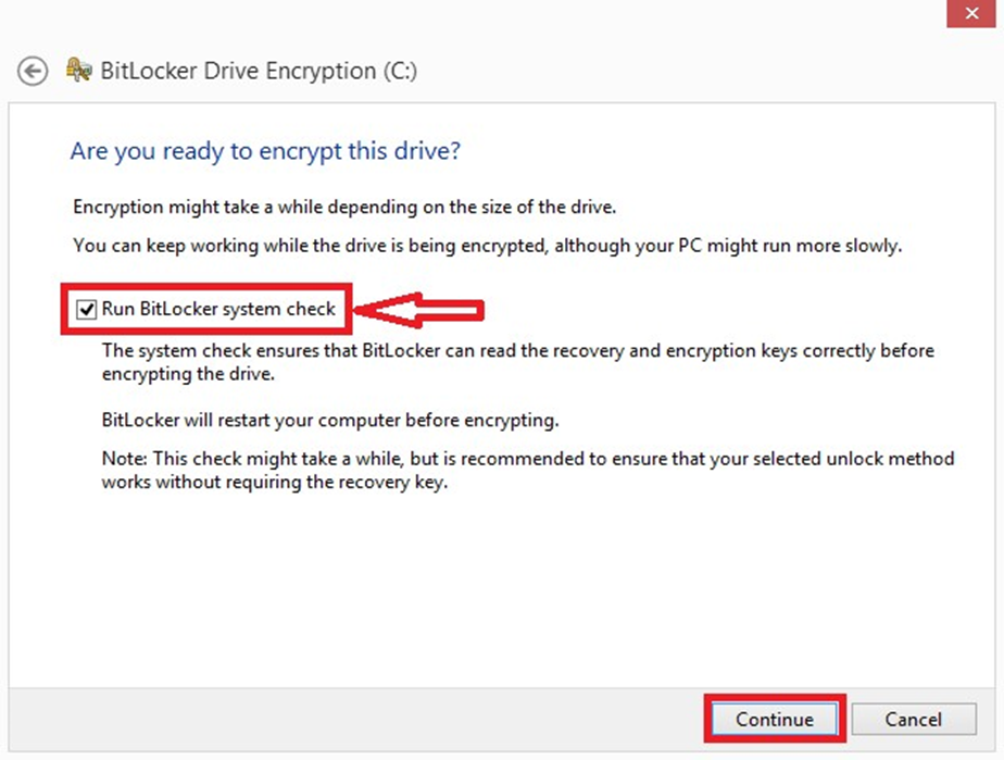 Image asking if you are ready to encrypt your drive