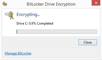 Image showing the drive encrypting progress