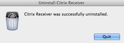 Citrix removal confirmation window