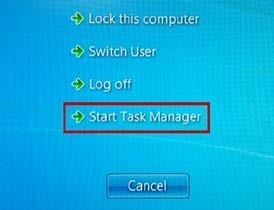 Start Task Manager screenshot