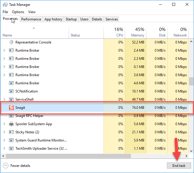 Task Manager window screenshot