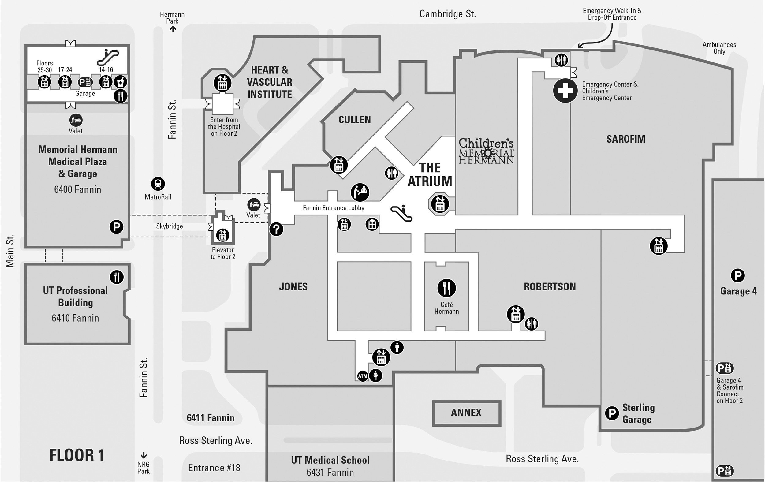 Map of Memorial Hermann Medical Plaza, 6400 Fanning
