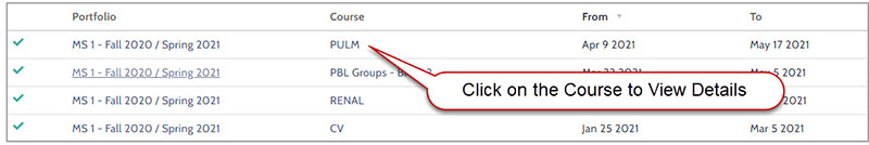 Click on the Course to view course details.