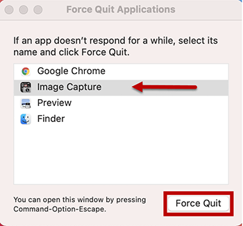 Example of Mac's Force Quit Applications popup window.
