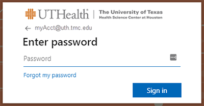 Webex UTHealth password screen.