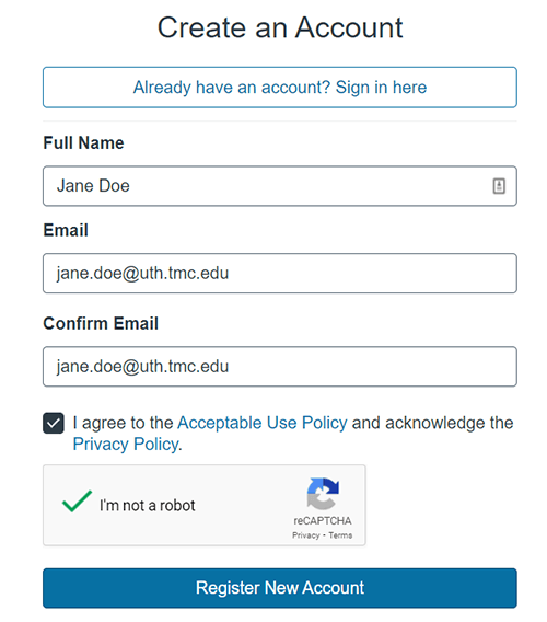 Example of a Canvas Catalog account creation page.