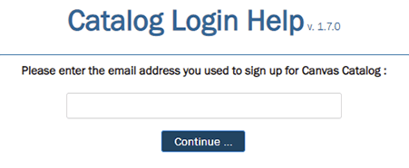 Example of a Canvas Catalog login help page.