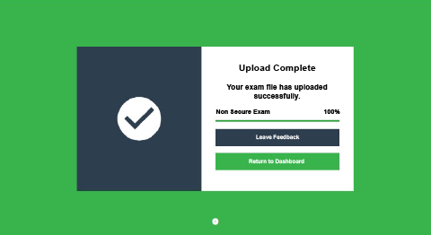 Example of green screen showing exam upload complete.