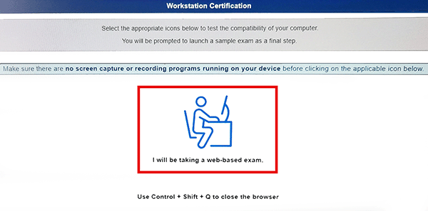 NBME workstation certification computer selection screen.