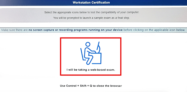 NBME workstation certification computer location selection screen.