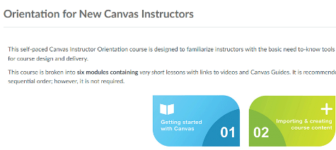 Canvas Catalog course "Orientation for New Canvas Instructors" homepage.