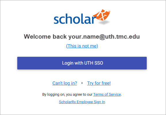 ScholarRx login screen.