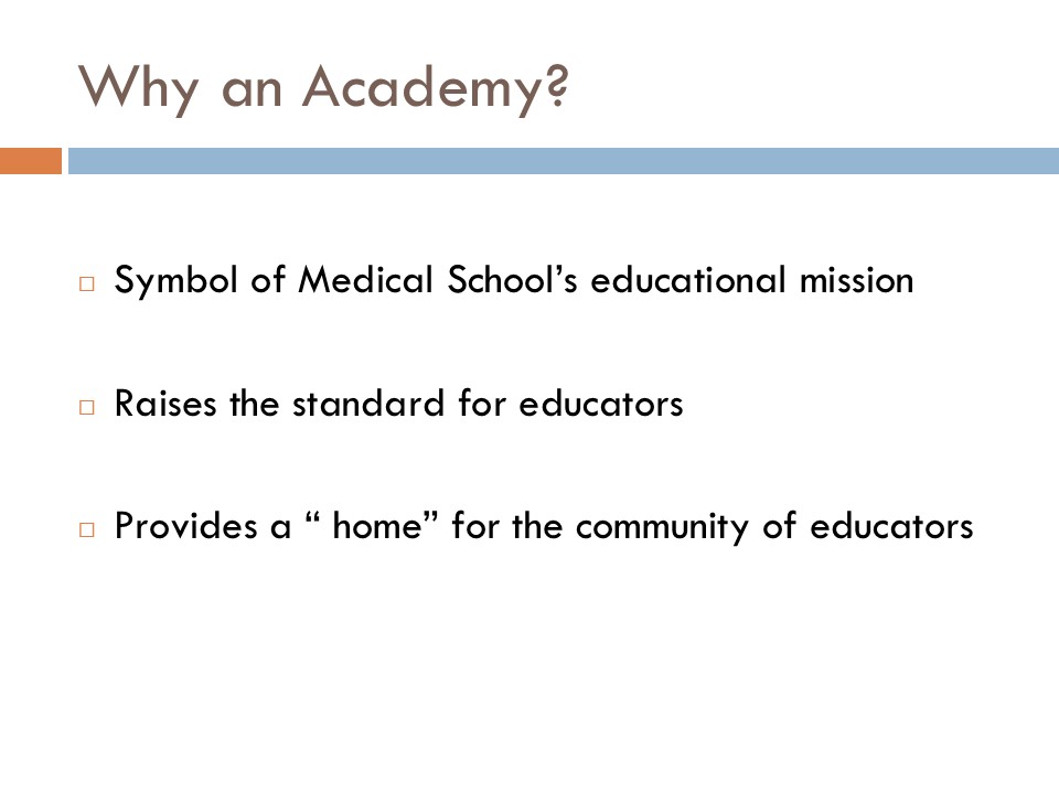 Academy of Master Educators open house slide.