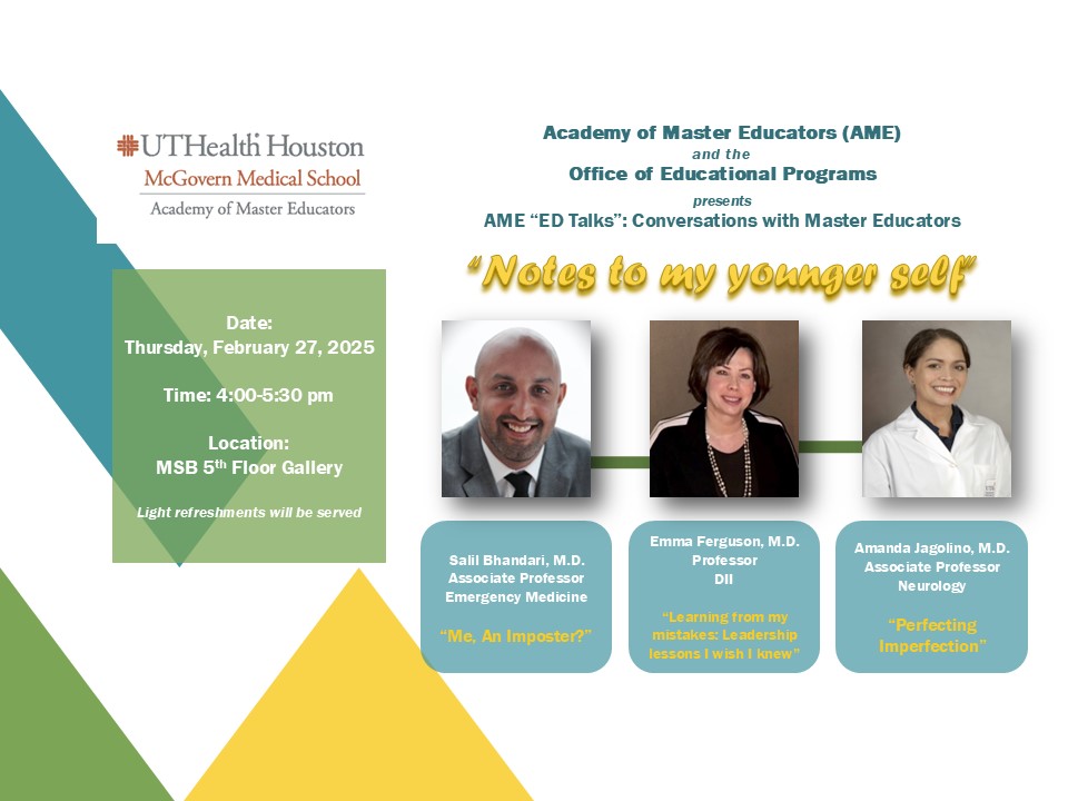 Academy of Master Educators open house slide.