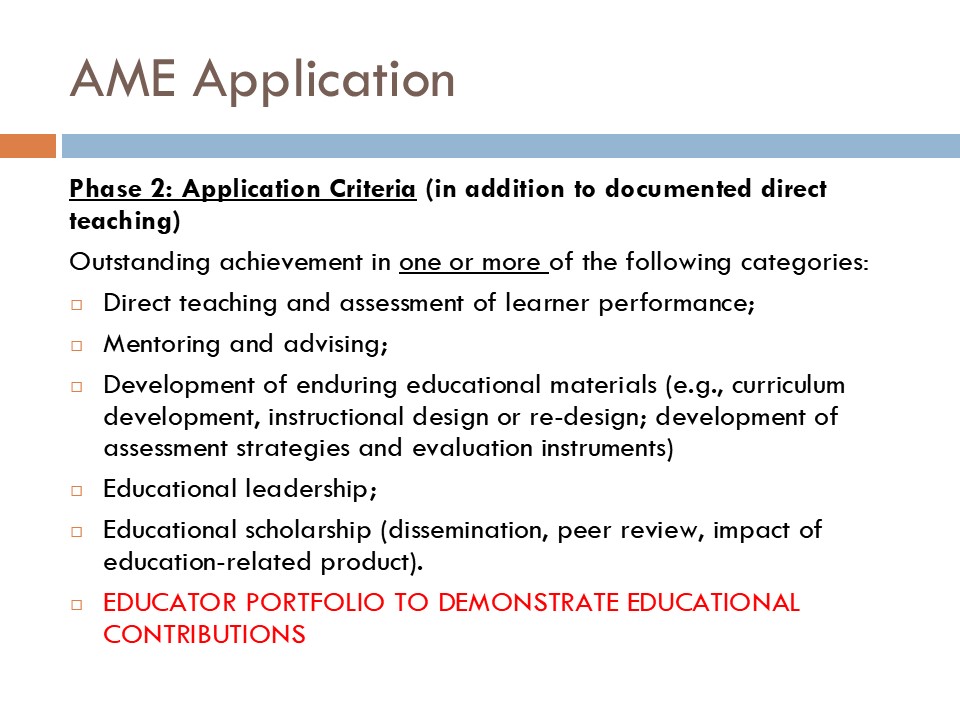Academy of Master Educators open house slide.