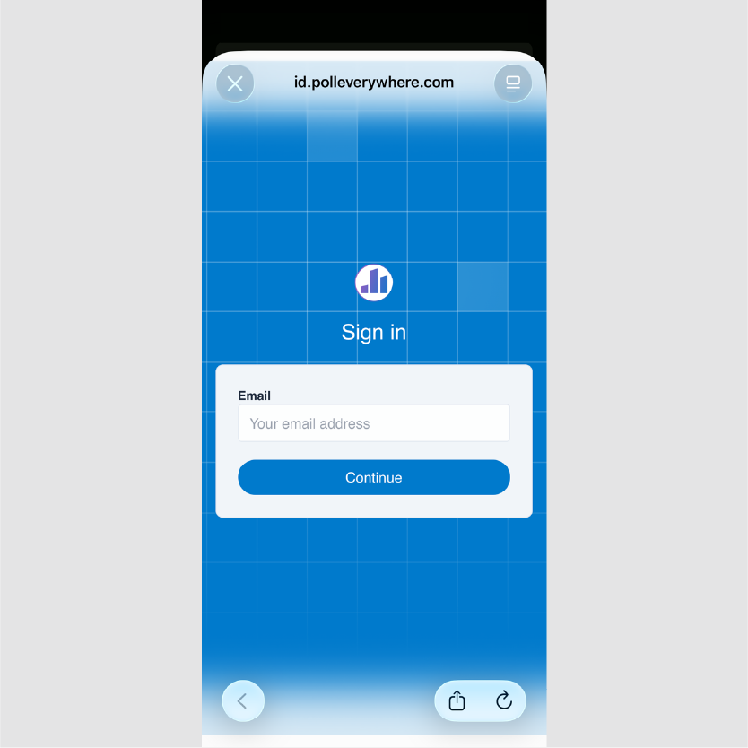 Sign-in screen with the blank email address field
