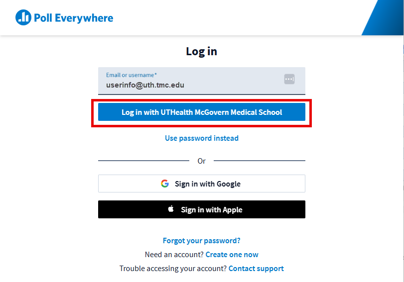 Sign-in options screen with the Log in with UTHealth button.