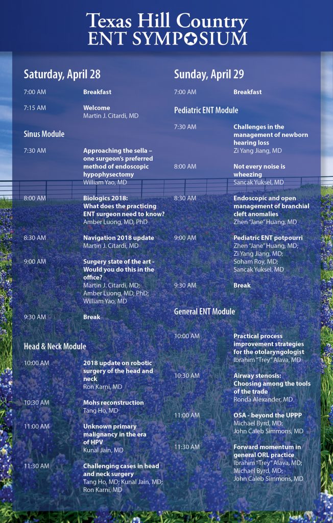 2018 Texas Hill Country ENT Symposium brochure