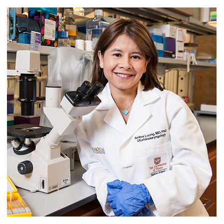 Amber Luong, MD, PhD in lab
