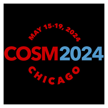 COSM 2024, May 15-19, 2024, Chicago in blue and red text on a black background