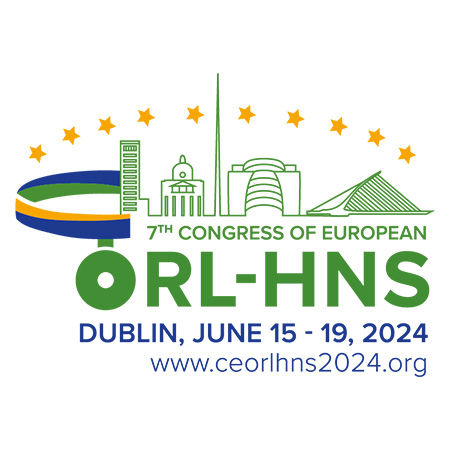 7th Congress of European ORL-HNS Dublin, June 15-29, 2024 with an outline of buildings in green