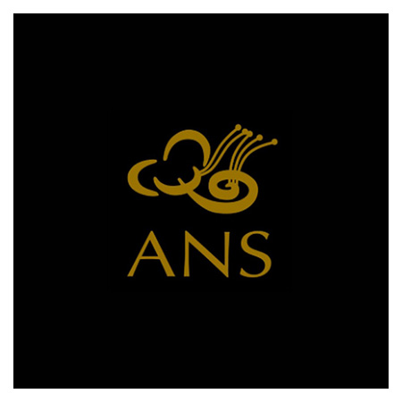 ANS logo on a black background