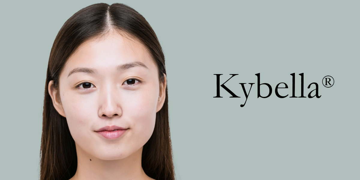 Asian woman next to the word Kybella