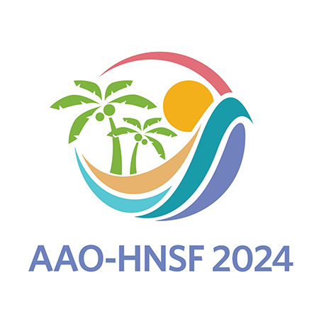 AAO-HNSF 2024 logo with a graphic of palm trees and the sun