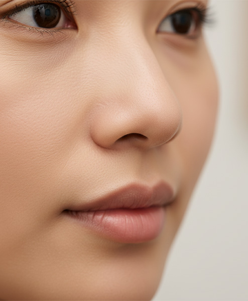 Close-up view of nasal bridge and nostrils following revision rhinoplasty at Texas Center for Facial Plastic Surgery