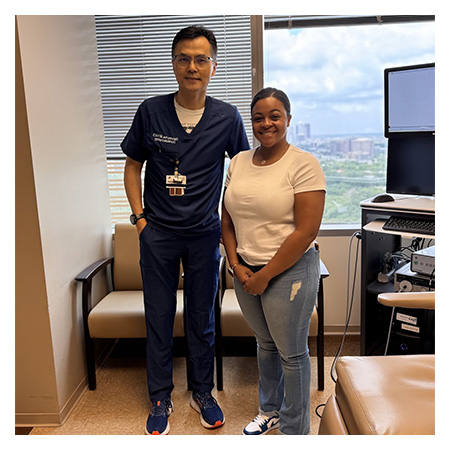 Dr. Xiaoyang Hua and Bryonna Sullivan in clinic